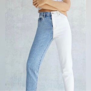 PacSun Eco White Two-Tone High Waisted Straight Leg Jeans 26